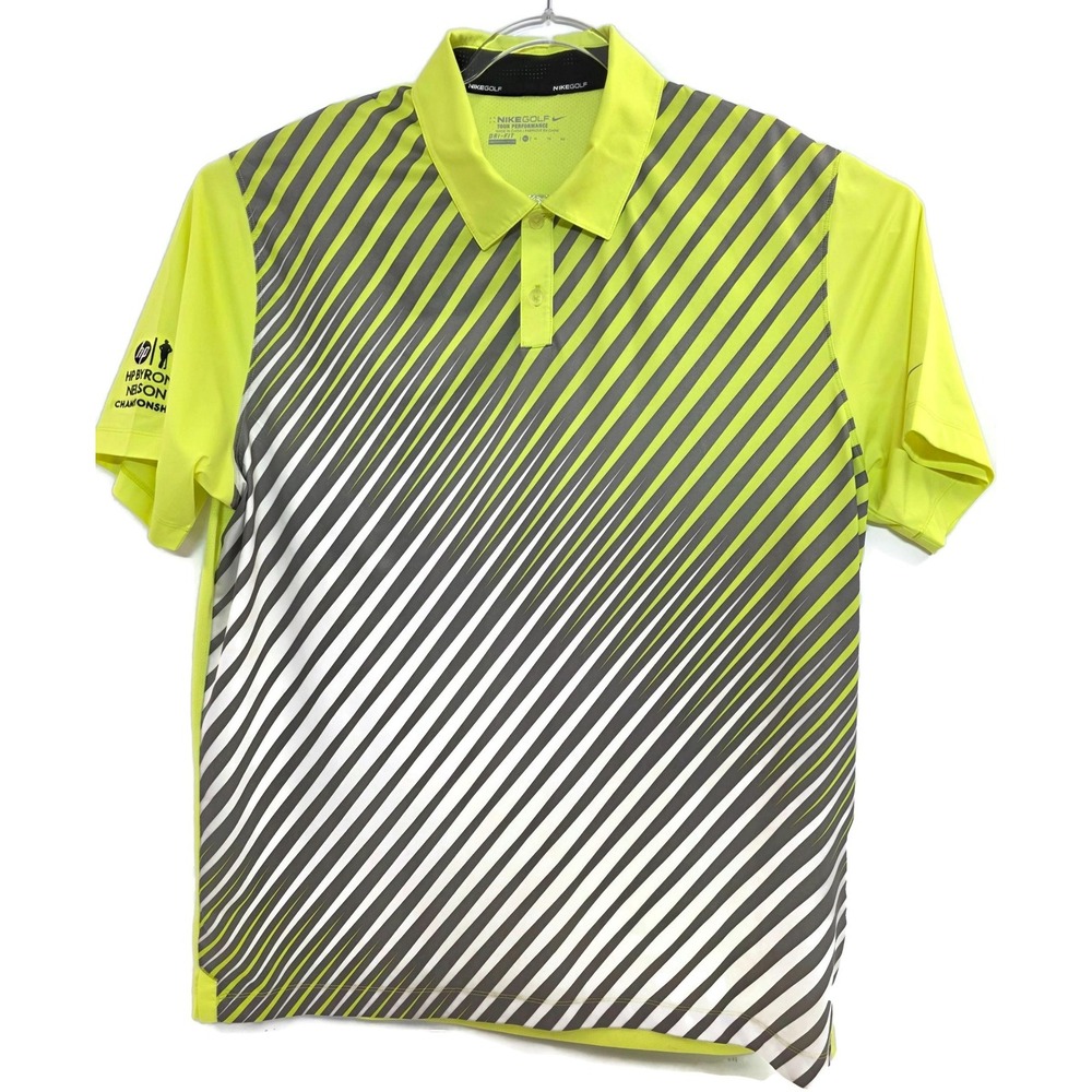 Nike Golf‎ Polo Shirt Mens XL Yellow Dri-Fit HP Byron Nelson Championship